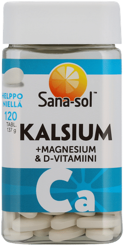 Sana-sol 钙-镁-维生素D 片剂 膳食补充剂 120tabl