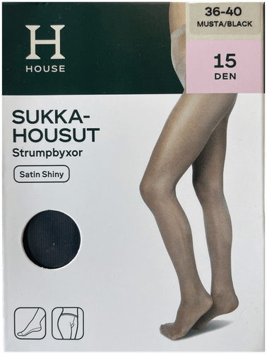 House 缎面亮光连裤袜15丹黑色，尺码40-44