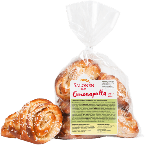 Leipomo Salonen Omenapulla 5/400 g omenapalatäytteinen pulla｜Perheleipuri Salonen 萨洛宁面包坊 苹果面包 5/400克 苹果馅甜面包