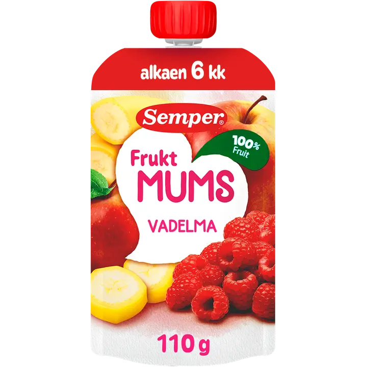 Semper Fruktmums Vadelma 6kk hedelmäsose 110g｜Semper Fruktmums 覆盆子 6 个月果泥 110g