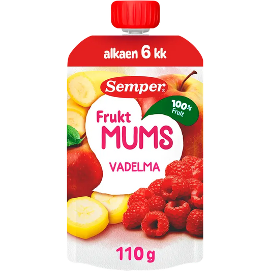 Semper Fruktmums Vadelma 6kk hedelmäsose 110g｜Semper Fruktmums 覆盆子 6 个月果泥 110g
