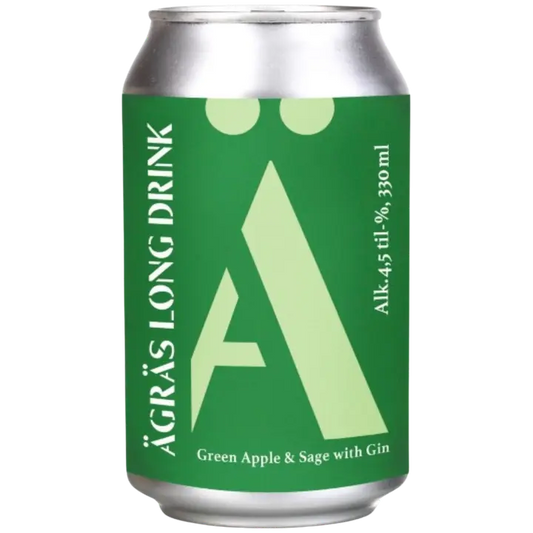 Ägräs Long drink Green apple & Sage with gin 4,5% 33cl tölkki｜ÄGRÄS 长饮青苹果鼠尾草杜松子饮品 4.5% 33cl 罐装