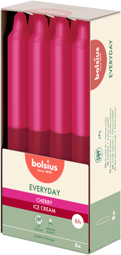 Bolsius – Everyday – 香薰晚餐蜡烛 – 樱桃冰淇淋 – 粉色