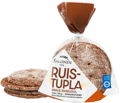 Leipomo Salonen Ruistupla 2/210 g ruisleipä, halkaistu｜Perheleipuri Salonen 萨洛宁面包坊 双黑麦面包 2/210克 黑麦面包 对半切