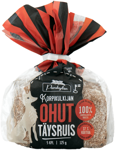 Porokylän Korpikulkijan Ohut Täysruis 5 kpl | 125 g täysjyväruispalaleipä｜Porokylän Korpikulkijan 薄全黑麦 5块/125克 全麦黑麦面包片