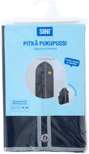 Sini pitkä pukupussi 150 x 60 cm