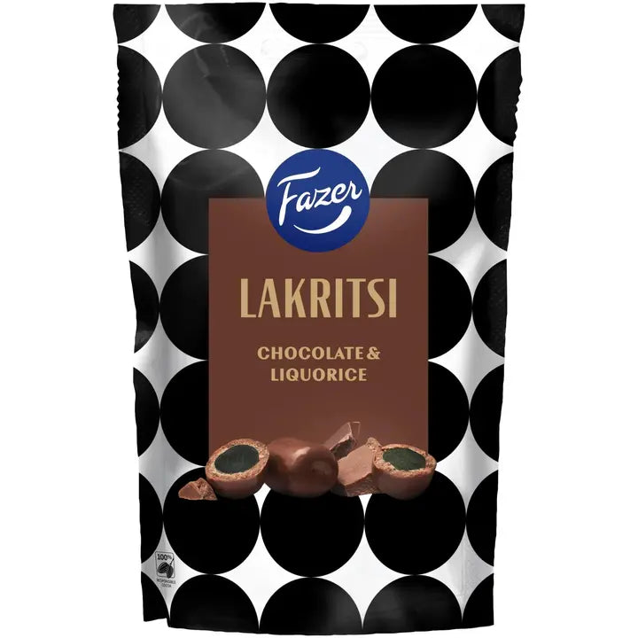 Fazer Lakritsi Chocolate Liquorice karkkipussi 140g