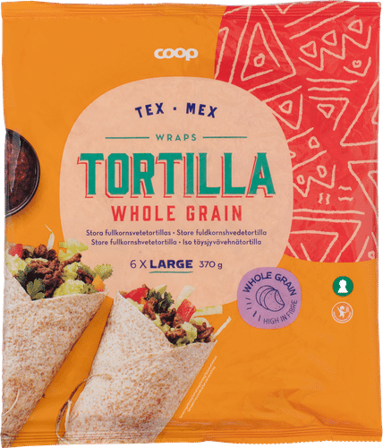 Coop 全麦大卷饼 370克 6 kpl｜Coop iso täysjyvävehnätortilla 370 g 6 kpl
