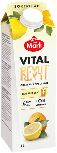 Marli Vital Kevyt Greippi-appelsiini mehujuoma 1 L｜Vital Kevyt Marli Vital Light 西柚橙汁饮料 1 L