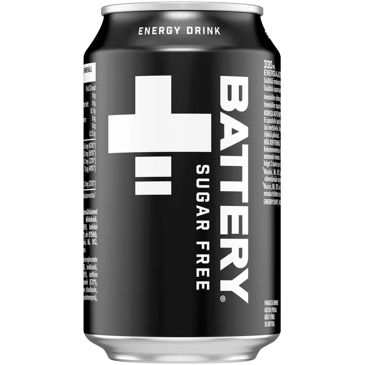 Battery Sugar Free energiajuoma tölkki 0,33 L｜Battery 无糖能量饮料罐 0,33 L