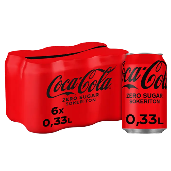 6-pack Coca-Cola Zero Sokeriton virvoitusjuoma tölkki 0,33 L｜Coca-Cola 6罐装可口可乐零糖软饮料罐 0,33 L