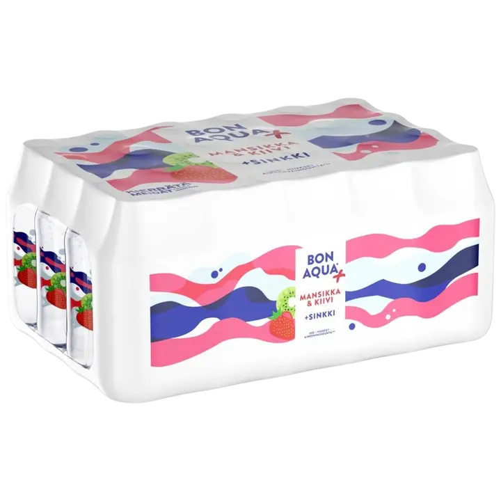 24-pack Bonaqua + Mansikka & Kiivi Hiilihapotettu juoma muovipullo 0,33 L｜Bonaqua 24 包 Bonaqua + 草莓和猕猴桃碳酸饮料塑料瓶 0,33 L