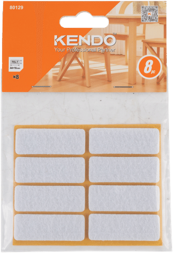 Kendo 毛毡脚垫 16 x 44 毫米 8片，白色