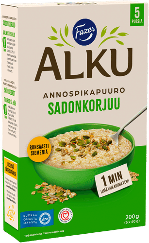 Fazer Alku Sadonkorjuu annospikapuuro 200 g (5 x 40 g)｜Fazer 阿尔库 丰收即食燕麦粥 200克（5×40克）