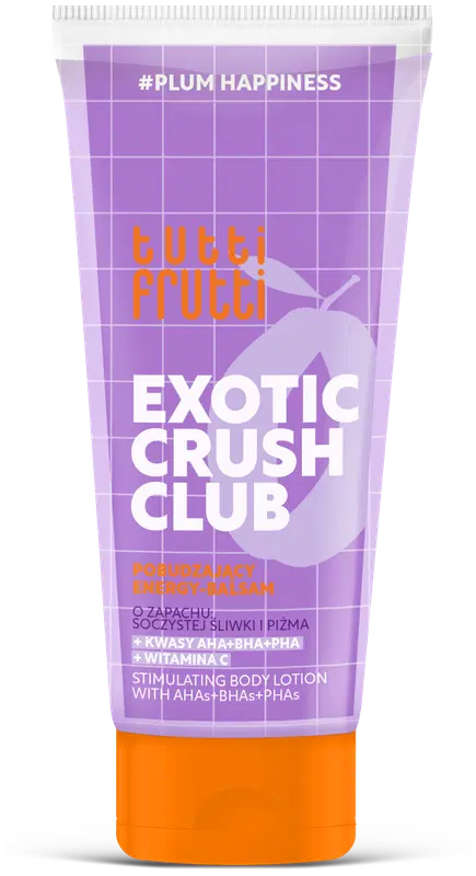 TUTTI FRUTTI 异域风情俱乐部身体乳 李子与AHA+BHA+PHA酸 200 ml｜Tutti Frutti Exotic Crush Club vartalovoide luumu ja AHA + BHA + PHA -hapot 200 ml