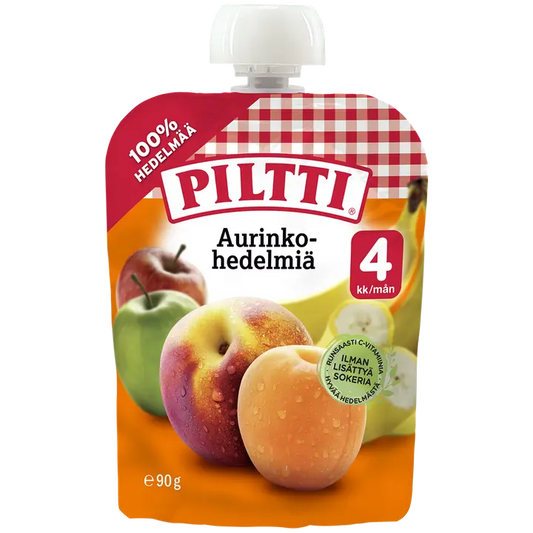Piltti 90g Aurinkohedelmiä hedelmäsose 4kk annospussi｜Piltti 90g Sun Fruits 果泥 4 个月份装