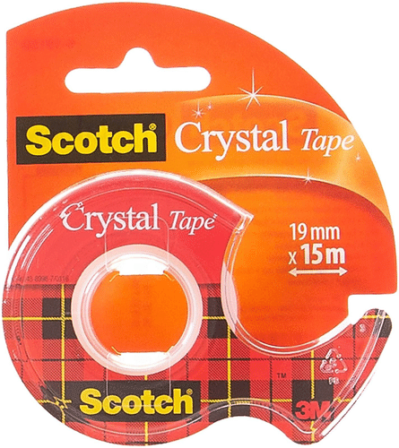 Scotch ® Crystal Clear透明胶带，19 mm x 15 m，1卷+手持胶带座