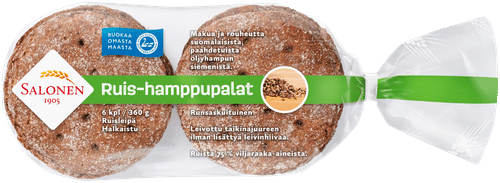 Leipomo Salonen Ruis-hamppupalat 6/360 g  ruisleipä, halkaistu｜Perheleipuri Salonen 萨洛宁面包坊 黑麦大麻籽面包块 6/360克 黑麦面包 对半切