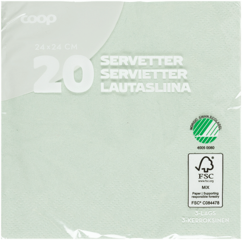 Coop lautasliina pistaasi 24x24cm 20kpl