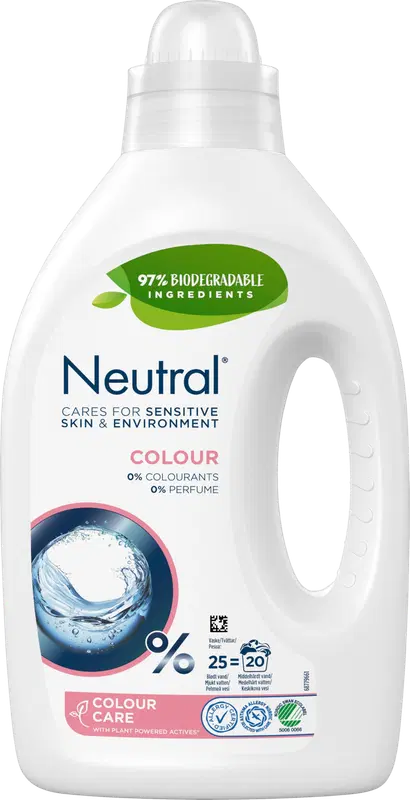 Neutral 无香洗衣液 北欧天鹅标 1升 25次｜Neutral Colour Hajusteeton Pyykinpesuaine Joutsenmerkki 1 L 25 pesua
