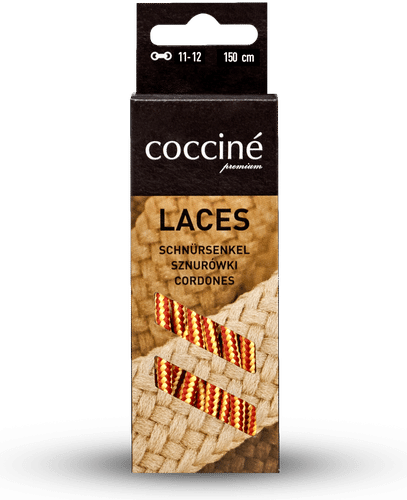 Coccine kengännauha 150 cm, keltainen/ruskea