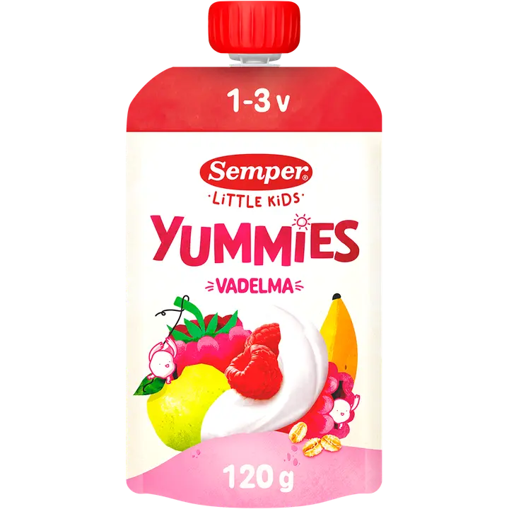 Semper Yummies smoothie vadelma 120g 1-3 vuotiaille｜Semper Yummies 覆盆子冰沙 120 克 适合 1-3 岁儿童