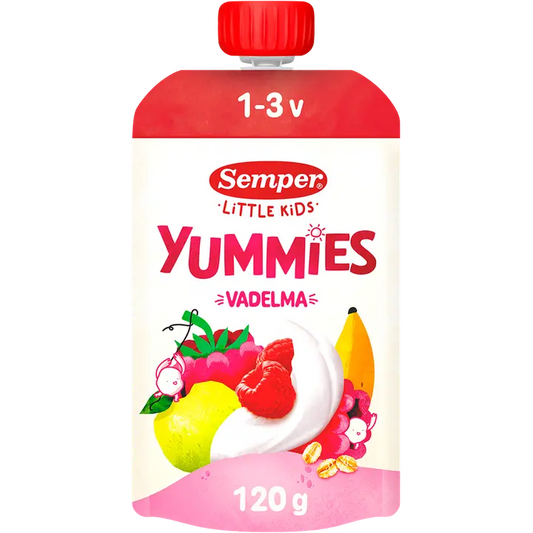 Semper Yummies smoothie vadelma 120g 1-3 vuotiaille｜Semper Yummies 覆盆子冰沙 120 克 适合 1-3 岁儿童