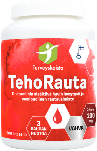 Terveyskaista TehoRauta 100毫克 + 维生素C 100 kaps