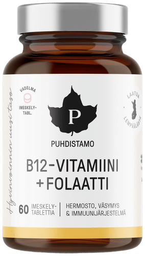 Puhdistamo B12维生素+叶酸 覆盆子味 60 tablettia
