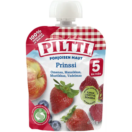 Piltti Pohjoisen maut 90g Prinssi hedelmäsose 5kk annospussi｜Piltti 北方风味 90 克 Prinsi 果泥 5 个月袋装