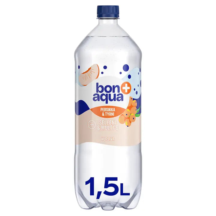 Bonaqua + Persikka & Tyrni Hiilihapotettu juoma muovipullo 1,5 L｜Bonaqua + 桃子沙棘碳酸饮料塑料瓶 1,5 L