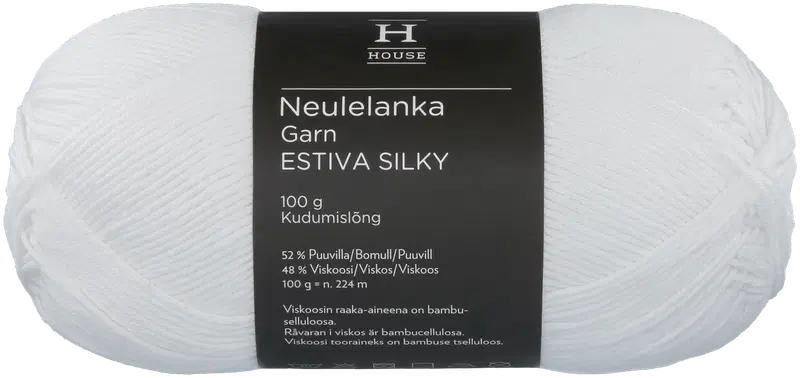 House 竹粘胶棉混纺纱线 Estiva Silky 100克 白色 208｜House lanka bambuviskoosi-puuvillasekoite Estiva Silky 100 g White 208