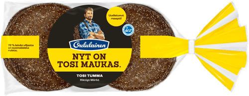 Oululainen Reissumies Tosi Tumma 8kpl 560g, täysjyväruisleipä｜Oululainen Reissumies 极黑麦面包8片560克，全麦黑麦面包