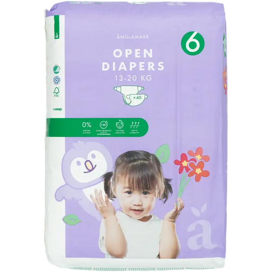 Änglamark teippivaippa koko 6,13-20 kg 40 kpl｜Änglamark 胶带尿布尺寸 6.13-20 公斤 40 kpl