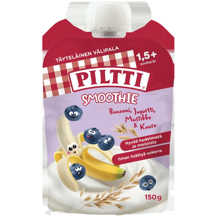 Piltti 150g Smoothie Jogurtti-mustikka-banaani-kaura 1,5v+ annospussi｜Piltti 150克冰沙酸奶-蓝莓-香蕉-燕麦1.5v+份袋