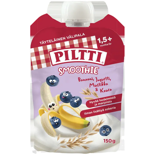 Piltti 150g Smoothie Jogurtti-mustikka-banaani-kaura 1,5v+ annospussi｜Piltti 150克冰沙酸奶-蓝莓-香蕉-燕麦1.5v+份袋
