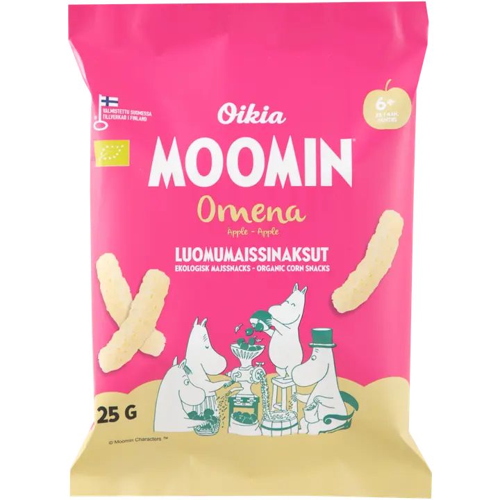 Oikia Moomin Luomumaissinaksu omena 25g｜Oikia 姆明有机玉米饼干苹果 25g