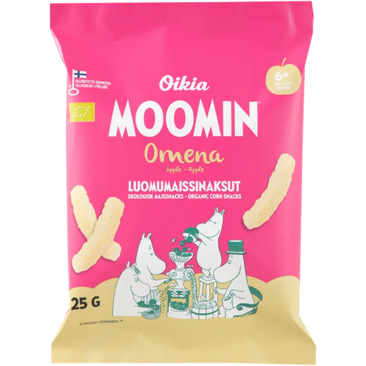 Oikia Moomin Luomumaissinaksu omena 25g｜Oikia 姆明有机玉米饼干苹果 25g