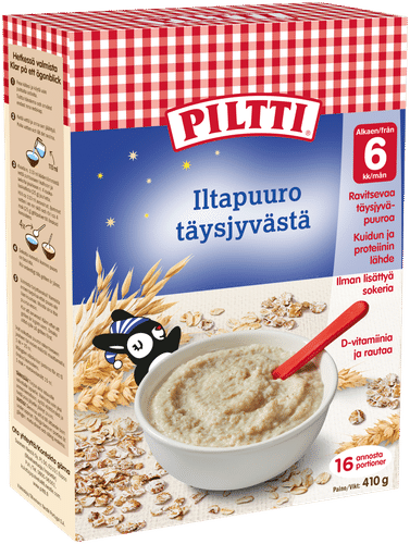 Piltti 410克全谷物晚餐粥 6个月以上｜PILTTI 410g Iltapuuro täysjyvästä 6kk