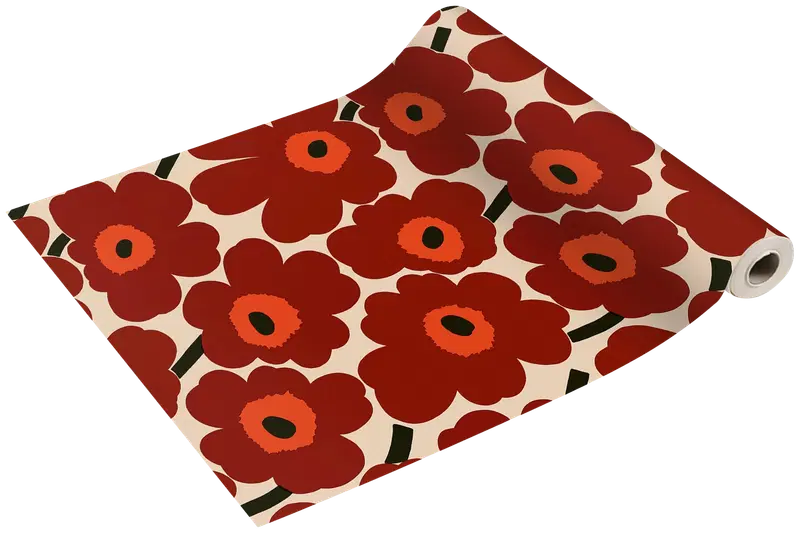 Marimekko 罂粟花红奶油色长桌巾 1条/0.4x4.8米｜Marimekko Unikko punakerma kaitaliina 1kpl/0,4x4,8m
