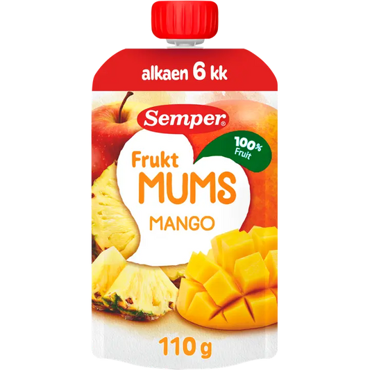 Semper Fruktmums Mango 6kk hedelmäsose 110g｜Semper Fruktmums 芒果 6 个月果泥 110g