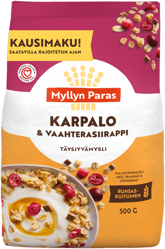 Myllyn Paras Karpalo-Vaahterasiirappi täysjyvämysli 500g