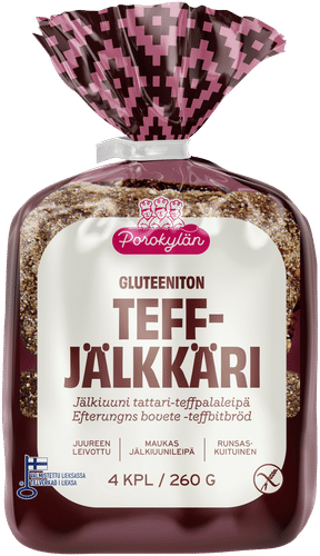 Porokylän Teffjälkkäri 4 kpl / 260 g jälkiuuni tattari-teffpalaleipä gluteeniton｜Porokylän 苔麸甜点 4个/260克 二次烘焙荞麦苔麸面包 无麸质