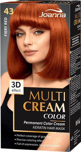 Joanna Multi Cream 染发剂43 火红持久型｜Joanna Multi Cream hiusväri 43 Fiery red permanent