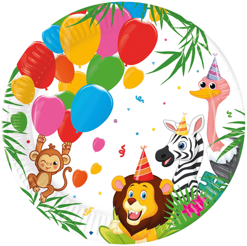 Procos Jungle Balloons FSC paperilautaset Next Generation Large 23cm