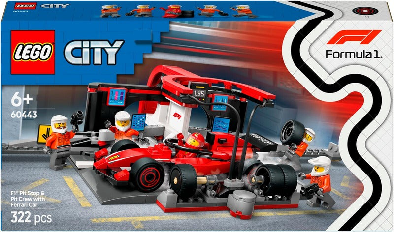 LEGO F1维修站停车及维修人员与法拉利赛车｜LEGO® City 60443 F1®-varikkopysähdys ja varikkomiehistö sekä Ferrari-auto