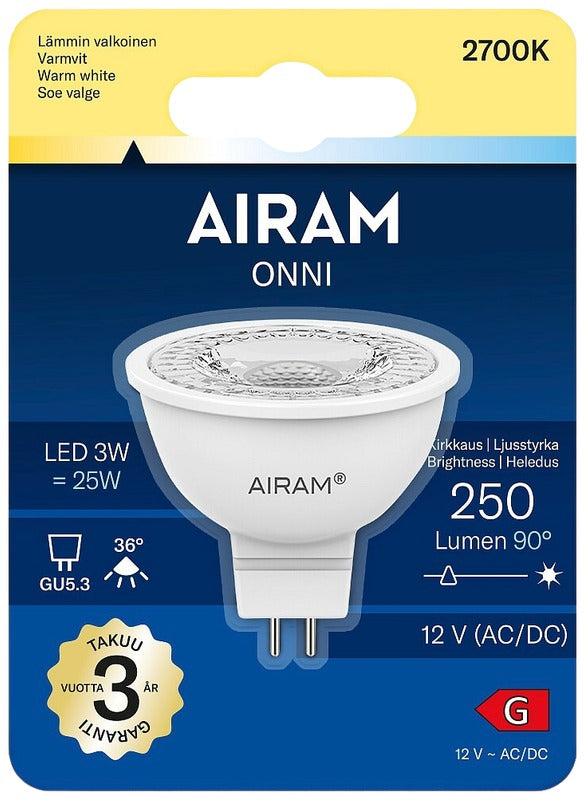 Airam LED灯泡 3W MR16 GU5.3