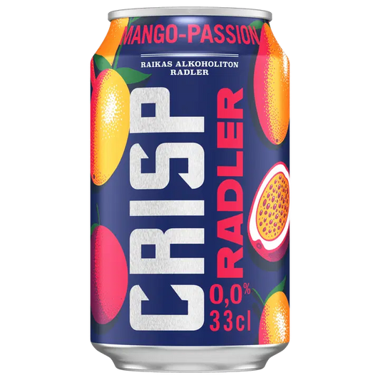 Crisp Radler Mango-Passion alkoholiton olut 0% 33cl tlk｜Crisp Radler Mango-Passion 0度饮料 0% 33cl 不含