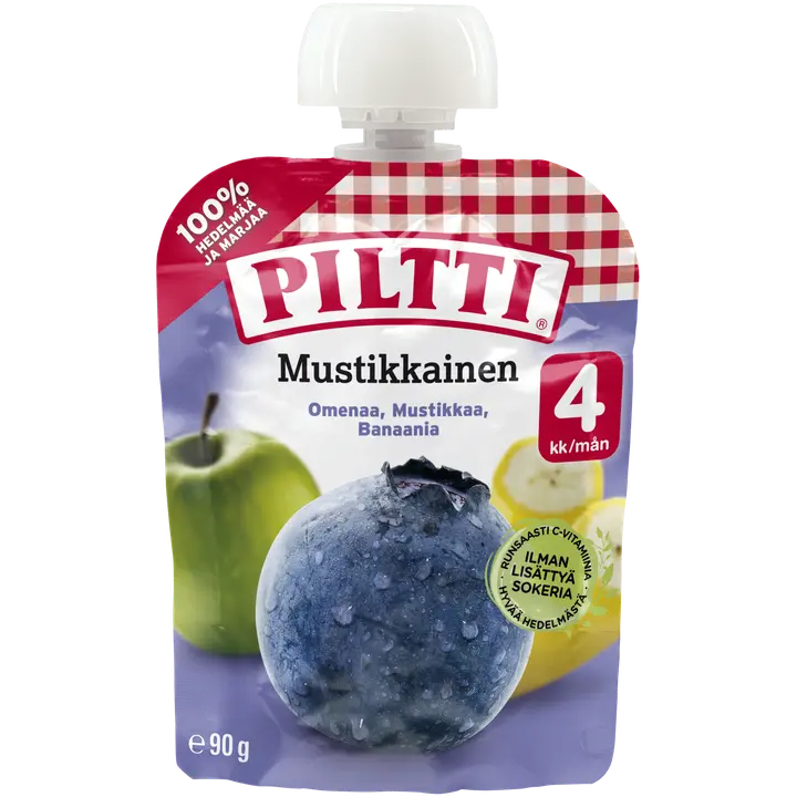 Piltti 90g Mustikkainen hedelmäsose 4kk annospussi｜Piltti 90克蓝莓果泥4个月份袋