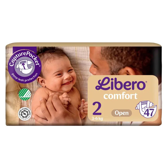 LIBERO Comfort teippivaippa , koko 2, 47kpl, 3-6kg｜Libero 舒适胶带尿布，2 号，47 件，3-6 公斤